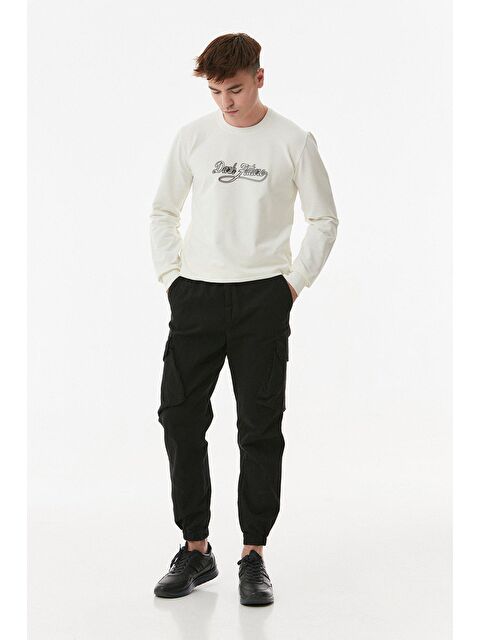 Fullamoda Beli Lastikli Kargo Cepli%100 Pamuk Kargo Pantolon - S000084439-19351