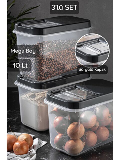 Meleni Home 3'lü Multibox 10 lt Bakliyat Saklama Kabı - S000033063-29666