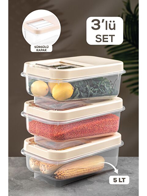 Meleni Home 3'lü Set Multibox 5 lt Bakliyat Saklama Kabı - S000033080-29666