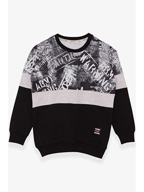 Breeze Erkek Çocuk Sweatshirt Desenli Siyah (6-12 Yaş) - S000022804-19351