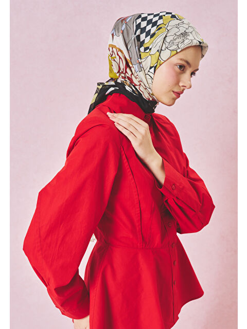 Fresh Scarfs Black Storm Tales Of Love Desen Floş Viskon Eşarp