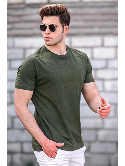 Madmext Erkek Haki Basic %100 Pamuk Tişört 5268 - S000016555-18547