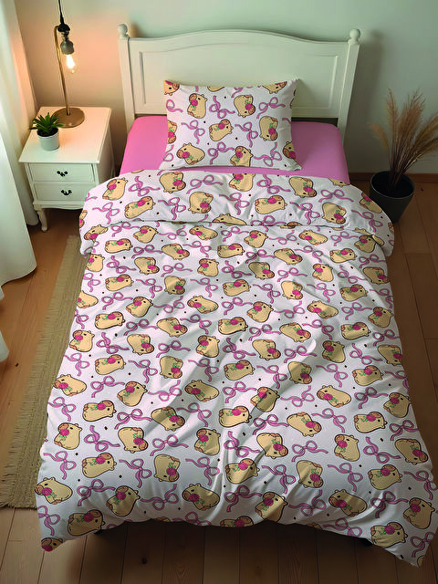 Evmila Desenli Tek Kişilik Flanel Nevresim Takımı 160x220 cm - S000366695-23173