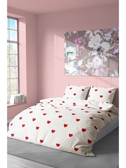 Zeynep Tekstil Pamuklu Çift Kişilik Nevresim Seti | Nevresim Ve Yastık Kılıfı | ÇARŞAFSIZ Kalp Desenli - S000247712-20045