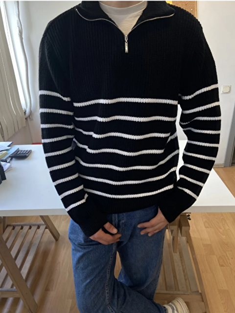 Tarz Cool Erkek Regular Balıkçı Yaka Fermuarlı Triko Kazak - S000333174-19351