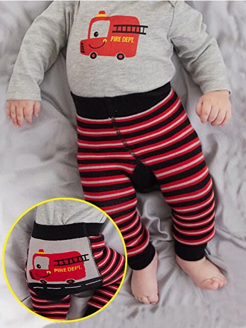 Denokids İtfaiye Desenli Bebek Tayt-Pantolon - S000006072-23173