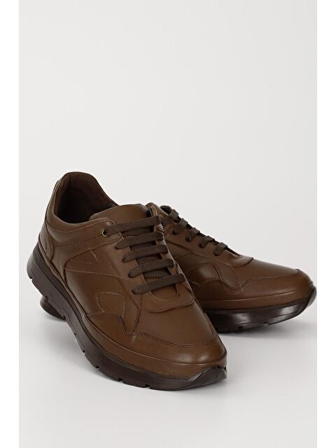 GÖNDERİ(R) TABA-KAHVERENGİ  Platinum Hakiki Deri Yuvarlak Burun Bağcıklı Günlük Erkek Sneaker 42441 - S000065608-37454