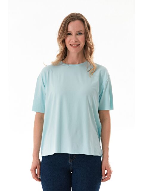 Fullamoda Basic Bisiklet Yaka Oversize Modal Tişört - S000380797-8826