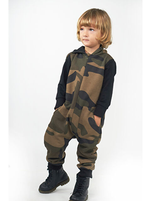 Catz Kids Çocuk Kışlık Haki Kamujlaj Desen Kapüşonlu Tulum - S000117943-37622