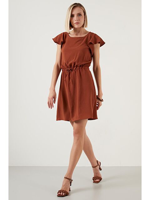 Lela Belden Büzgülü Kol Detaylı Bisiklet Yaka Regular Fit Elbise 6058386 - S000001241-20013