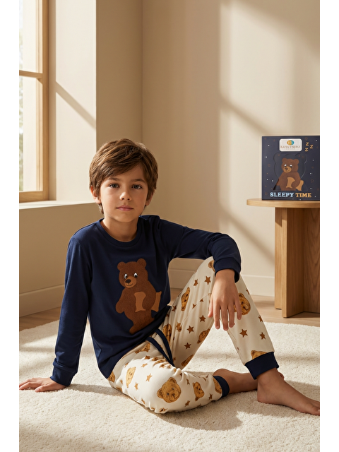 Katia And Bony Çocuk Uykucu Teddy Desenli Kutulu Pijama Takımı Lacivert - S000487232-21164
