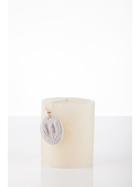 Missi 7x8 Ekru Lavanta Taşlı Silindir Mum - S000076239-19965