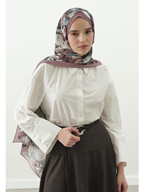 Fresh Scarfs Gül Pembe Rose Breeze Desenli Pamuk Viskon Şal