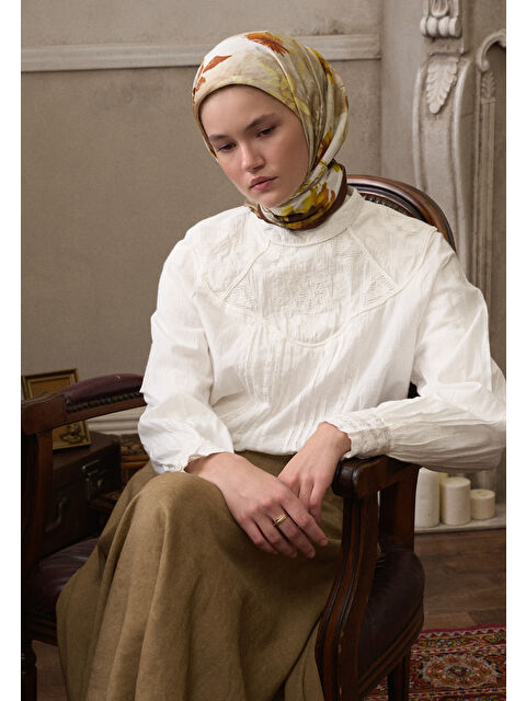 Fresh Scarfs Dıtsy Leaves Desen Pamuklu Viskon Eşarp Kiremit