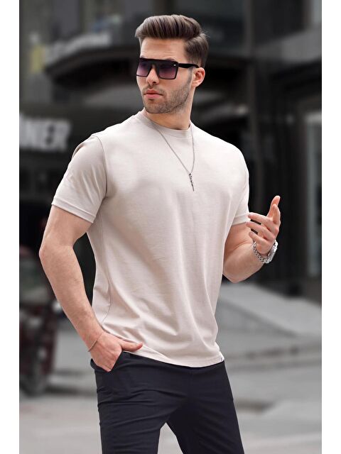 Madmext Taş Rengi Regular Fit Basic Erkek Tişört 6131
