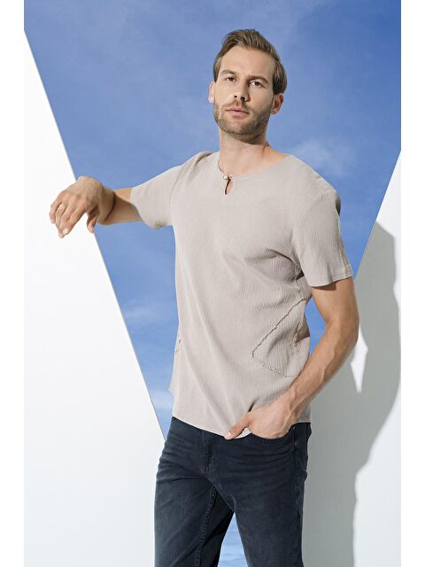 For You Man Organik Tek Düğme Kısakol Taş %100 Pamuk Gömlek - S000018917-25636