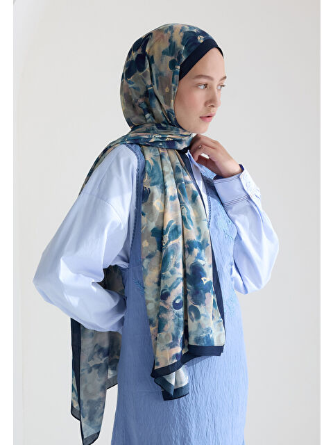 Fresh Scarfs Hıbıscus Beauty Floş Viskon Şal İndigo