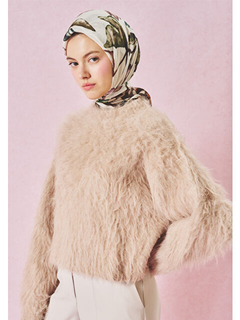 Fresh Scarfs Brown Love In Bloom Desen Floş Viskon Eşarp