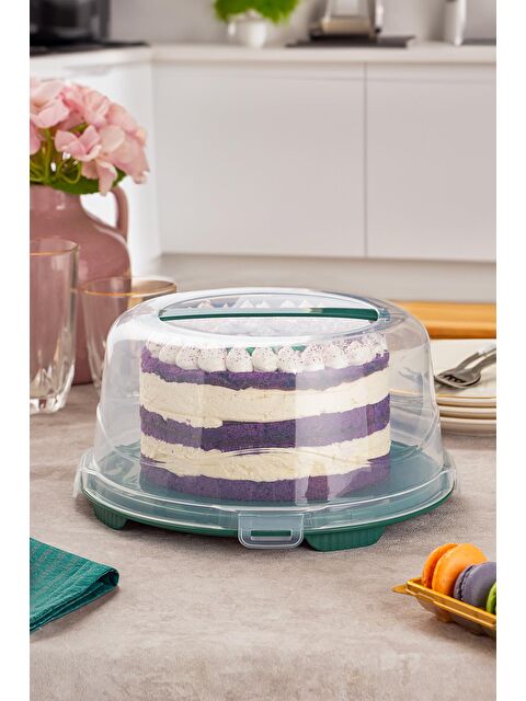 Porsima 1092 Gri Yuvarlak Kek Pasta Fanusu Saklama Kabı 25 Cm - S000186438-26865