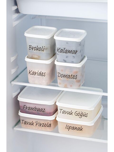Porsima Etiketli 8 Li Çok Amaçlı Kapaklı Derin Dondurucu Gıda Erzak Saklama Kabı Seti 0,65 - 0,38 Lt - S000154552-20063