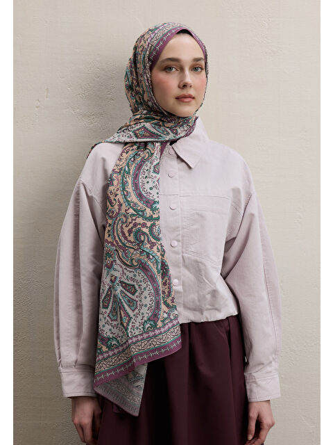 Fresh Scarfs Elegant Desen Şal Gül Kurusu