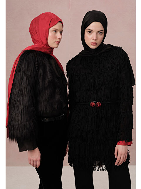 Fresh Scarfs Kazayağı Jakarlı Şal Kırmızı