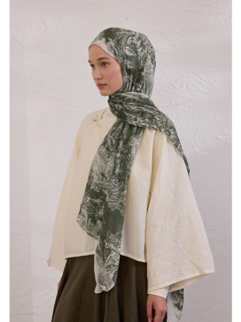 Fresh Scarfs Secret Elegance Desen Rami Şal Haki