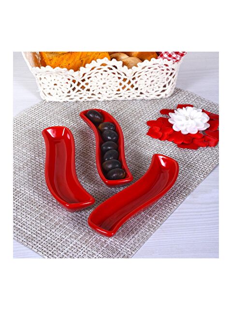 Keramika Kırmızı İvory Zeytinlik 18 Cm 3 Adet - S000028882-20045