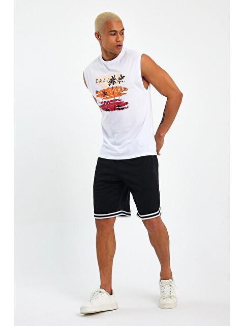 Süperlife Bisiklet Yaka Regular Fit Baskılı Erkek Kolsuz Tişört SPR23AT341 - S000118721-20063