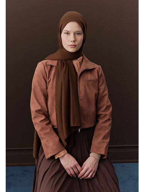 Fresh Scarfs Premıum Yünlü Düz Şal Ağaç Kabuğu