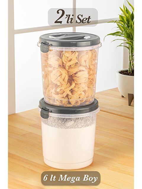 Meleni Home 2’li Set Un Makarna Bakliyat Saklama Kabı – Şeffaf Saklama Kutusu 2x 6 lt - S000033058-29666