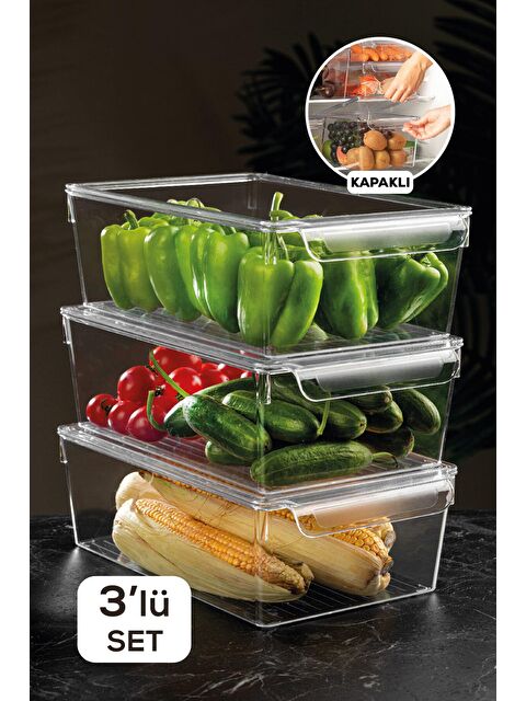 Meleni Home 3'lü Kapaklı Buzdolabı Düzenleyici Organizer - S000032781-26865