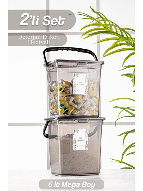 Meleni Home 2'li Set Etiketli Kapaklı Deterjan Saklama Kabı - S000033085-29666