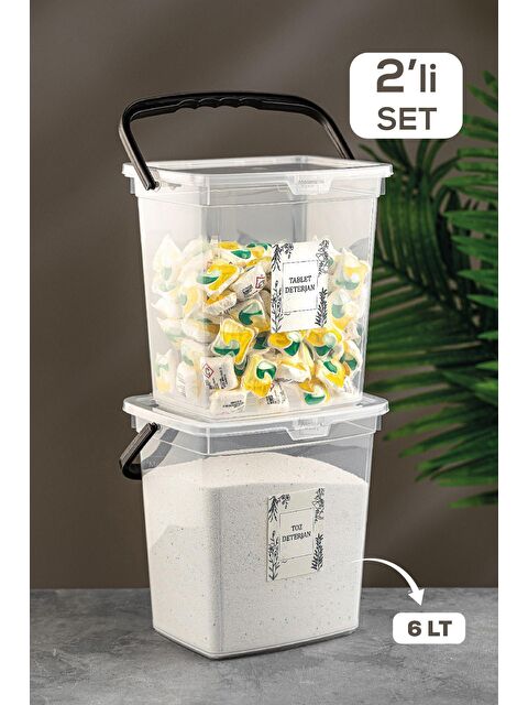 Meleni Home 2'li Set Etiketli Kapaklı Deterjan Saklama Kabı - S000033084-29666