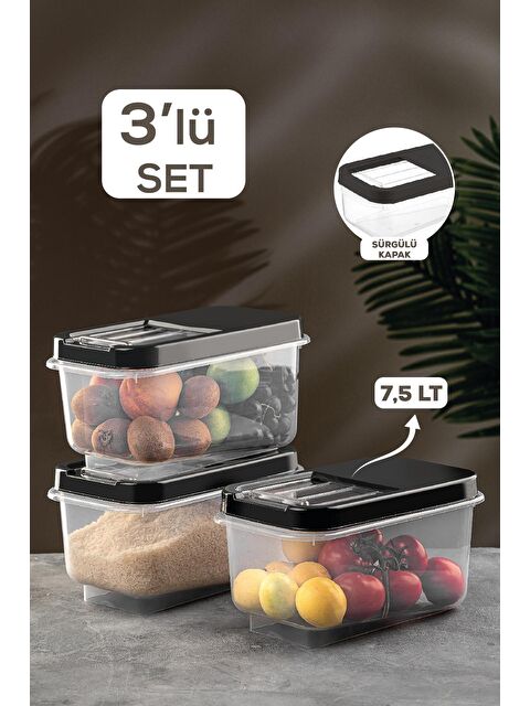 Meleni Home 3'lü Set Multibox 7,5 lt Bakliyat Saklama Kabı - S000033074-29666