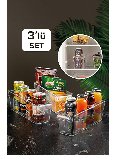 Meleni Home 3'lü Buzdolabı Düzenleyici - Şeffaf Organizer - S000032785-26865