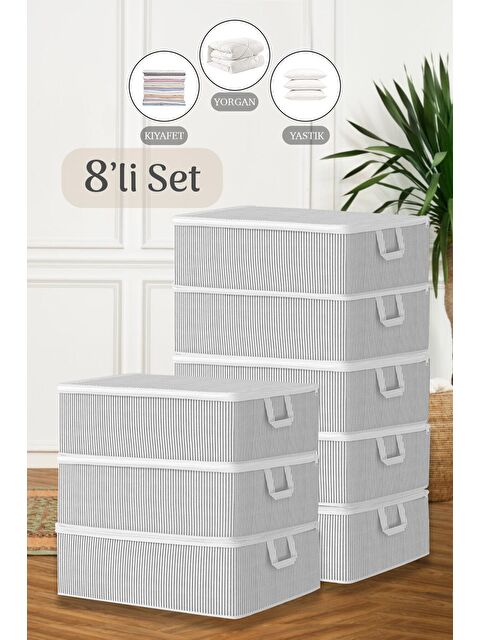 Meleni Home 8'li Çekyat Baza Tipi Yastık Kıyafet Saklama Hurcu 50 x 30 x 22 cm - S000032879-20600