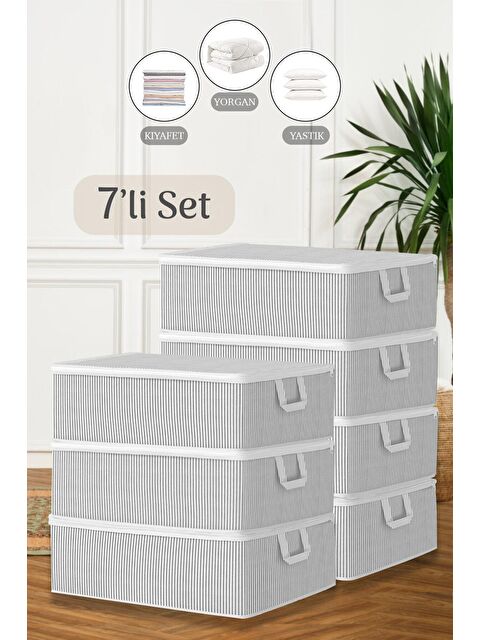 Meleni Home 7'li Çekyat Baza Tipi Yastık Kıyafet Saklama Hurcu 50 x 30 x 22 cm - S000032877-20600