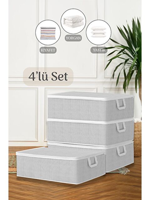 Meleni Home 4'lü Çekyat Baza Tipi Yastık Kıyafet Saklama Hurcu 50 x 30 x 22 cm - S000032884-20600