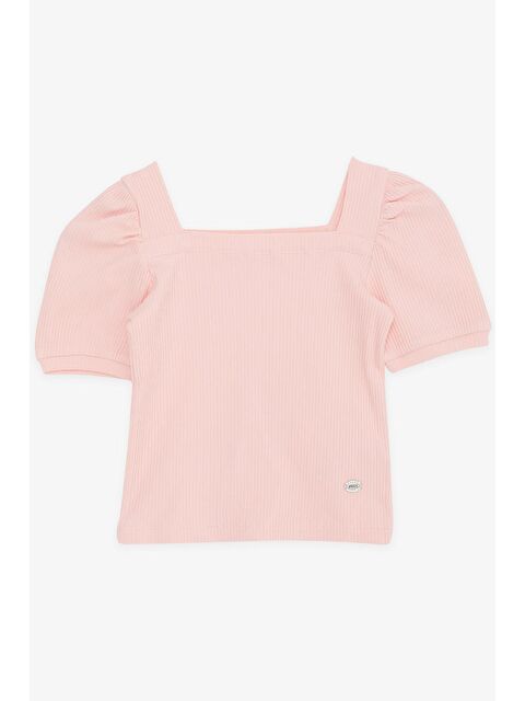 Breeze Kız Çocuk Crop Tişört Kare Yaka Somon (8-14 Yaş) - S000022238-24085