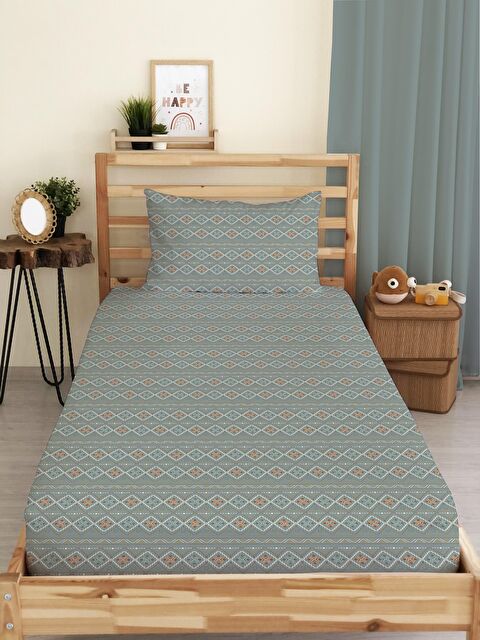 Evmila Etnik Desen Baskılı Tek Kişilik Lastikli Çarşaf Seti Renkli - S000067265-23173