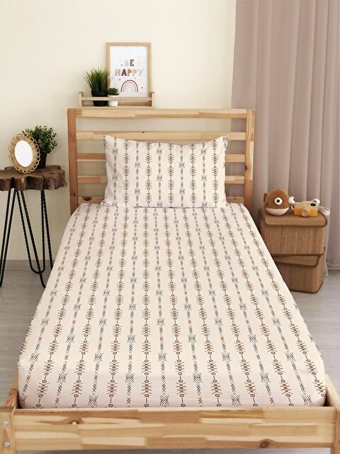 Evmila Etnik Desen Baskılı Tek Kişilik Lastikli Çarşaf Seti Renkli - S000067219-23173