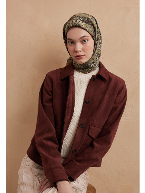 Fresh Scarfs Enya Desen Pamuk İpek Eşarp Yeşil