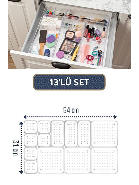 Meleni Home 13 Parça Şeffaf Punto Çekmece İçi Düzenleyici - S000032798-26865