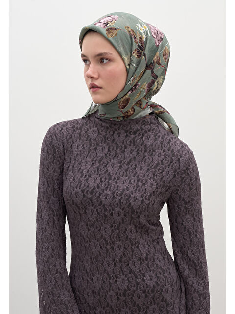 Fresh Scarfs Flower Rain Desen Pamuklu Viskon Eşarp Çağla Yeşili