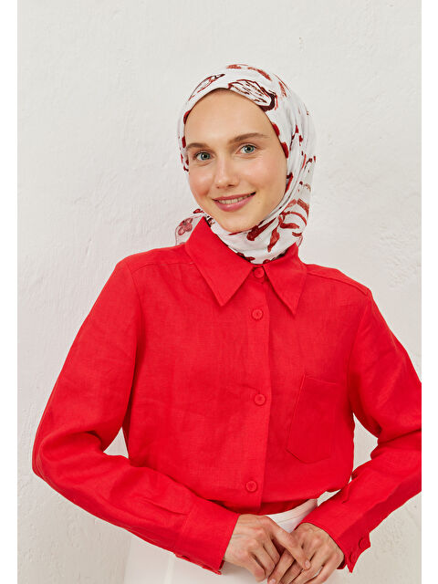 Fresh Scarfs Amore Desen Pamuk Vual Eşarp Kızıl