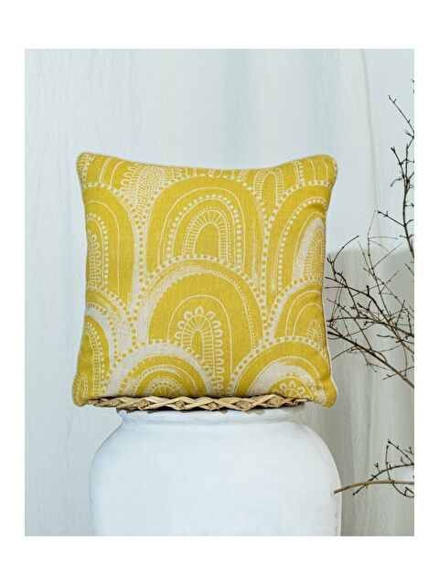 Asdiva Bohem Tarzı Keten Pamuklu Dijital Baskı Desenli Biyeli 45x45 Kırlent Kılıfı - S000344565-20065