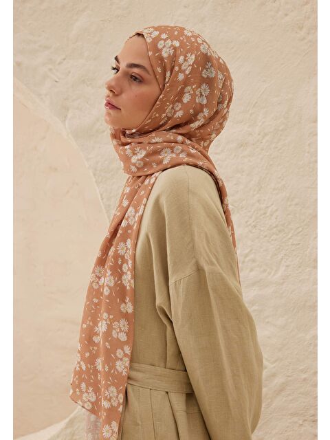 Fresh Scarfs Papatya Desen Rami Şal Şeftalı