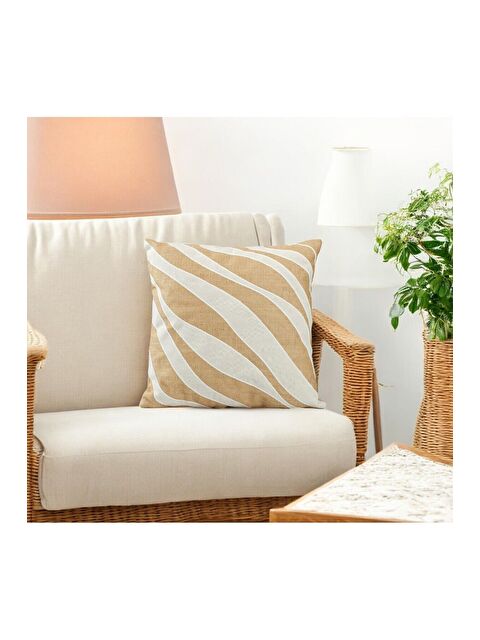 Asdiva Bohem Tarzı Hasır Kumaş Zebra Desen Dekoratif Kırlent Kılıfı 45x45 - S000344565-6829