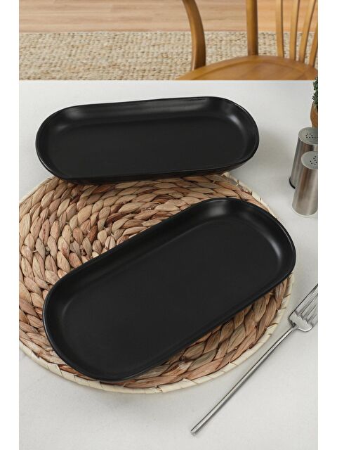 Keramika Mat Siyah Noyan Kayık Tabak 26 Cm 2 Adet - S000028885-22238